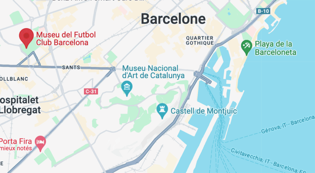 carte stade camp nou barcelone